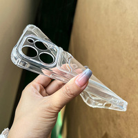Étui de téléphone antichoc en TPU transparent avec fentes pour cartes et protection d'angle anti-chute pour 18 Pro Max 17 16 15 14