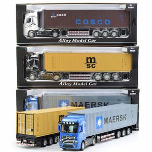 Modèle de <span class=keywords><strong>camion</strong></span> semi-remorque porte-conteneurs électrique à friction en alliage, échelle 1/50, avec lumières et sons, haute simulation - Product Image 6
