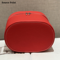 Boîte à cosmétiques multifonctionnelle en cuir de vachette grainé de qualité supérieure, pour voyage unisexe, sac de maquillage portable, boîte de rangement pour cosmétiques