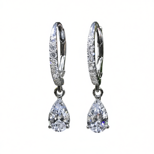 Orecchini classici con diamanti a goccia per donna, diamante naturale, montatura in rame, modello E721, elegante design pendente - Product Image 1