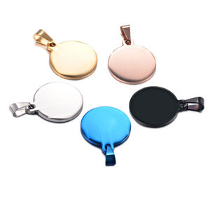 Pendentif rond vierge à estampillage personnalisé, lettre gravée monogramme, breloque à <span class=keywords><strong>disque</strong></span> en acier inoxydable pour femmes, accessoires - Product Image 5