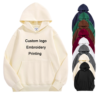 Sweat-shirts à capuche épais en coton vierge pour hommes, personnalisables avec broderie et impression de logo, à épaules tombantes, avec flocage