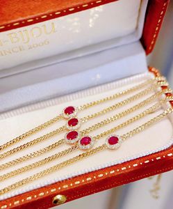 Xinfly Women's Trendy Heart-Shaped 18K Au750 Gold <b>Bracelet</b> with Real <b>Ruby</b> Diamond for Wedding Parties or Gifts - Product Image 4