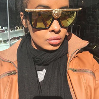 Vente en gros de lunettes de soleil de luxe de style punk pour hommes et femmes, magnifiques lunettes de soleil de créateur en forme de lion, authentiques