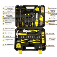 Kit d'outils de quincaillerie pour la maison, ensemble de réparation automobile de 98 pièces, outils en acier au carbone à commande manuelle, coffret rigide pour l'entretien de la maison et de la voiture