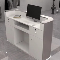 Vente chaude Demi Cercle De Luxe Bureau Comptoirs Table Comptoir Caissier Moderne En Bois Hôtel Salon De Beauté Conception De Réception
