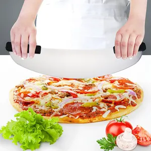 Özel baskılı Logo paslanmaz çelik Pizza kesici tekerlek Pizza bıçağı Pizza kesici Rocker bıçak ile kapak