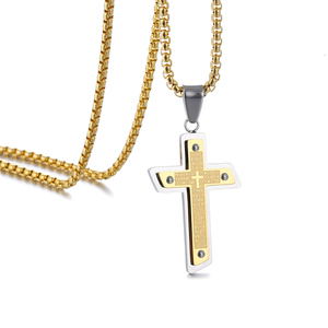 Collares <span class=keywords><strong>de</strong></span> Joyería Fina <span class=keywords><strong>de</strong></span> Moda para Hombre con Colgantes <span class=keywords><strong>de</strong></span> Acero Inoxidable PVD con Versículo Bíblico <span class=keywords><strong>de</strong></span> la Oración del Padre Nuestro y Cruz Religiosa - Product Image 4