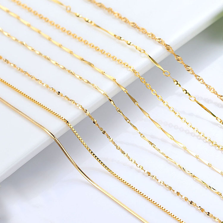 Factory price wholesale 16 18 20inch 18K gold plated 925 Sterling Silver chain adjustable Necklace fashion jewelry for women