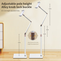 Robuste 360 °   Support de sol rotatif pour tablette avec bras flexible, support iPad réglable en hauteur pour diffusion en direct professionnelle, vente en gros OEM