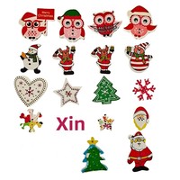 Stok Langsung Dari Cina Tempat Asal DIY Kancing Kayu Pohon Natal Buatan Tangan Murni Warna Campuran