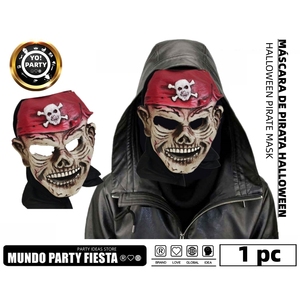 Maschera di HALLOWEEN in PVC morbido-pirata #43064 leggero LED Halloween faccia faccia Horror maschera per feste e feste di est!