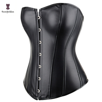 Burlesque – Corset rétro en cuir synthétique désossé pour femme, tenues Punk grande taille, vêtements, Body Shaper, noir, rouge, Lingerie Sexy