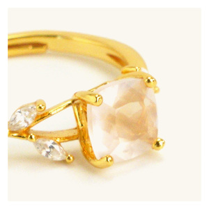 Venta al por mayor de joyas con piedras curativas, anillos de cristal de cuarzo rosa chapados en oro y plata de ley 925, piedras preciosas naturales para fiesta de boda - Product Image 4