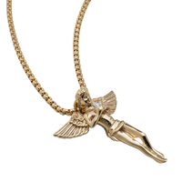 Collar con Colgante de Ángel Guardián de Acero Inoxidable Chapado en Oro de 18k, Joyería de Moda Hipoalergénica e Impermeable para Hombre y Mujer