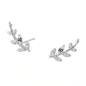 Pendientes Minimalistas con Forma de Hoja, Chapados en Oro Blanco, con Cristales de Estrás, Joyería de Moda para Mujer, Diseño Elegante de Planta - Product Image 1