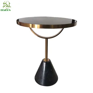 Black temper glass mirror coffee table luxury marble base modern black color glass teapoy table price