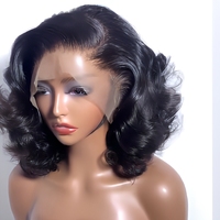 Perruque courte bouclée Pixie en cheveux humains vierges bruts, sans colle, avec dentelle HD 13x4, pour femmes noires