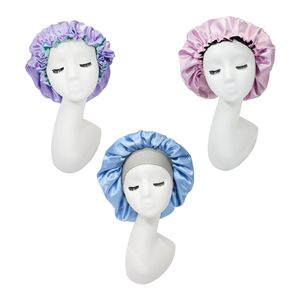 Lingsheng Logo personalizzato Private Label bellezza dei capelli delle donne Extra Large cuffia di raso con Logo coulisse per cuffia - Product Image 3