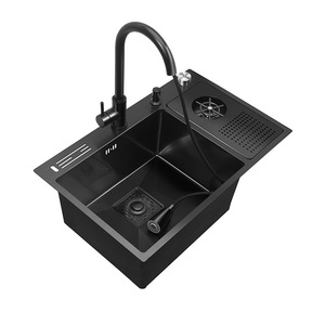 Đen nano sang trọng hiện đại thép không gỉ bồn rửa nhà bếp chống xước Thác nhà bếp lưu vực bồn rửa cho nhà - Product Image 5