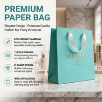 Bolsa de Papel para Compras con Asas de Listón, Diseño Geométrico, Impresión Personalizada OEM, para Ropa, Regalos, Empaquetado Minorista, Venta al Por Mayor