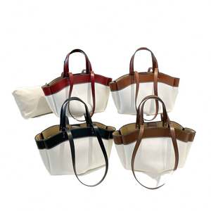 Bolso Tote de Gran Capacidad para Mujer, Bolso de Hombro Principal de Moda con Cierre de Cremallera, Material de PU, Color Sólido, Cadena para Damas - Product Image 4