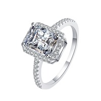 Bague en moissanite de l'usine de bijoux MuShan, argent sterling S925, bague rectangulaire en moissanite de couleur