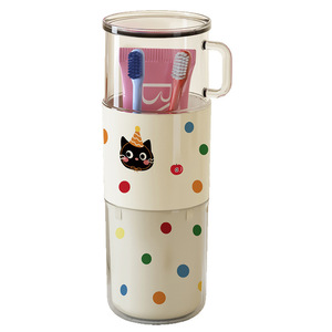 Portable Polka Dot Wash Cup 3 In 1 Travel Oral Care Set With Toothbrush Holder For On The Go Use - Product Image 5