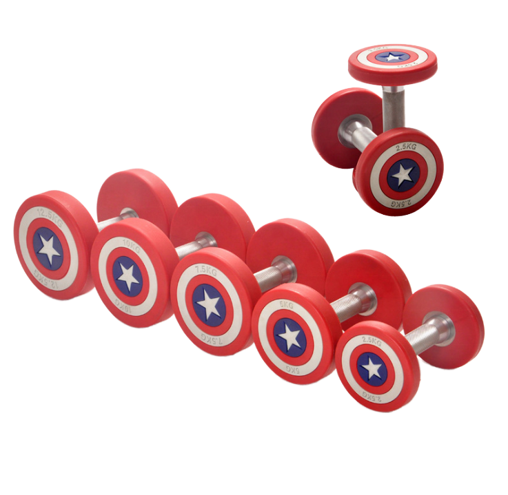 Captain America, портативное оборудование для домашнего спортзала весом 50 кг, прочный Набор из ТПУ и чугунных гантелей с регулируемыми свободными весами