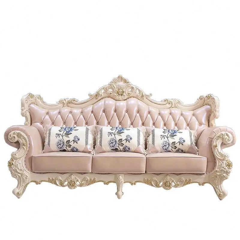 Gesneden Met Goud Verontruste Kleur Midden-Oosten Meubels Antieke Sofa Set Klassieke Italiaanse Luxe Woonkamer Sofa Set