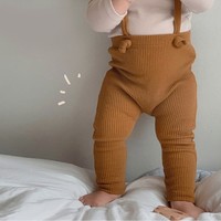 Leggings en coton côtelé unisexe pour nouveau-nés avec motif imprimé anti-boulochage, longueur intégrale pour bébés et tout-petits, saison printemps, 3 couleurs
