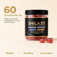 Vente en gros de 60 gommes de Shilajit avec extrait d'Ashwagandha, qualité supérieure, booster de minéraux traces pour adultes