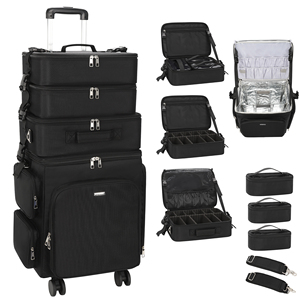Nuova Valigia Trucco Relavel 4 in 1, Organizer per Cosmetici, Borsa <span class=keywords><strong>da</strong></span> <span class=keywords><strong>Viaggio</strong></span>, Valigia per Parrucchieri con Ruote a 360° °   Ruote Girevoli - Product Image 3