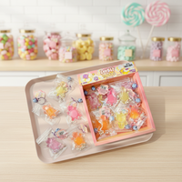 Porte-clés animaux, jouets anti-stress, slime moelleux, ensemble de jeu sensoriel en vrac avec boîte cadeau colorée, matériau TPR pour les enfants de 5 à 7 ans