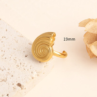 Bague ajustable en forme de coquille spirale pour femme, en acier inoxydable plaqué or 18K PVD, résistante à l'eau, bijou de plage tendance