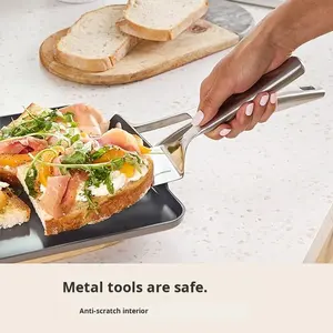 Poêle à <span class=keywords><strong>pizza</strong></span> en aluminium pliable jetable transfrontalière poignée en acier inoxydable antiadhésive pour cuisinière à Induction bacon friture crêpe - Product Image 2