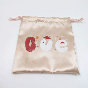 高級カスタムプリントシルクスクリーンサテンドローストリングバッグ環境にやさしい高グレードソフトギフト包装ジュエリーまたはウィッグポーチ - Product Image 3