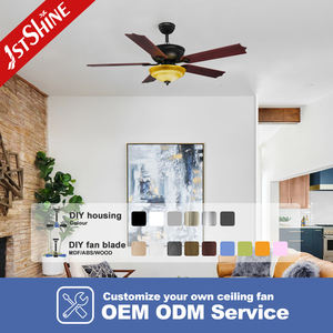 พัดลมเพดาน Stshine แบบดั้งเดิม,ไฟพัดลมเพดานรีโมตดีไซน์โบราณใบมีด MDF 5ใบ - Product Image 4
