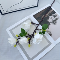 Bunga Artifisial Real Touch Mirip Asli Grosir 66cm Tangkai Tunggal Magnolia Pink Ungu untuk Dekorasi Ruang Tamu Rumah yang Elegan