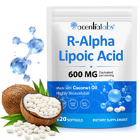 Suplemento de Fibra Dietética Acentiallabs, Cápsulas Blandas de Ácido R-alfa Lipoico con Aceite de Coco para Apoyar el Metabolismo y la Vitalidad Diaria