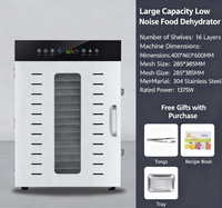 Fabricant Vente en gros Commercial 220V 1375W Fruits Légumes Déshydratation Alimentaire 16 Plateaux Sèche-linge Machine Écran tactile 304 Inoxydable