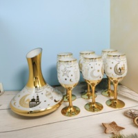 Ensemble de carafe à thé aux fruits de luxe personnalisable en or gravé au laser de style col de cygne pour la fête du festival musulman, cadeau pour la maison
