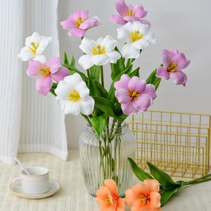 Flor Artificial de Tulipán Abierta, Pétalos Grandes Levantados, Decoración de Boda, Estilo Francés, Decoración Suave para el Hogar - Product Image 1