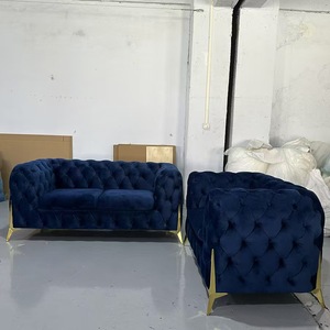 Lit rembourré de style français haut de gamme avec grand tête-de-lit en tissu velours doux et housse lavable pour chambre à coucher - Product Image 6