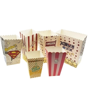 Scatole di Popcorn di cartone usa e getta con stampa personalizzata a strisce bianche rosse stampate per feste di film per feste di nozze scatole di Popcorn - Product Image 5