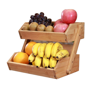 Cesta de bambú Natural de 2 niveles para frutas, Bol respetuoso con el medio ambiente, cesta de almacenamiento de pan para cocina, mesa de comedor - Product Image 1