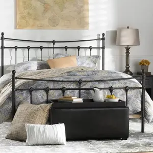 Wrought iron designs furniture double king size steel metal double twin bed prices