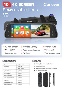 10インチ4K CarPlayスクリーンミラーリング対応、バックカメラ、CarPlay＆<span class=keywords><strong>Android</strong></span> Auto対応、4Kドライブレコーダー、車載カメラ、Carlover AIダッシュカム - Product Image 4