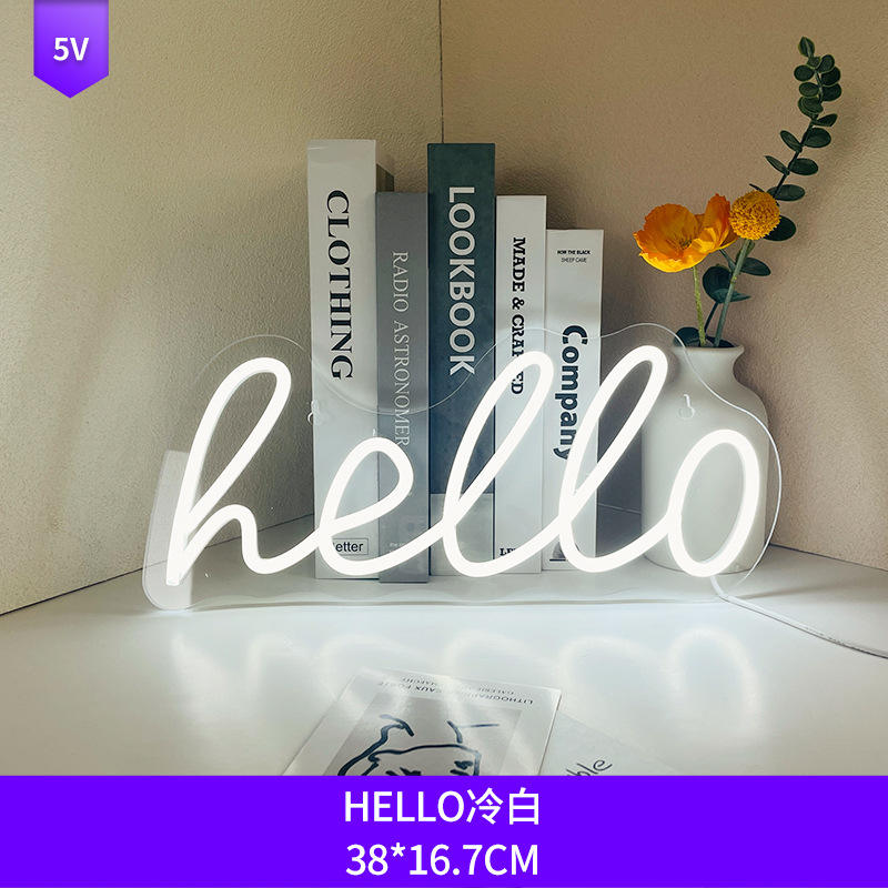 Lámpara de neón Carta-Hola blanco frío