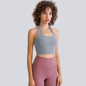 Top Sportivo da Donna 2 in 1 con Logo Personalizzato, Leggero, con Schiena Arricciata e Allacciatura al Collo, Imbottitura Rimovibile, Ideale per Fitness - Product Image 1